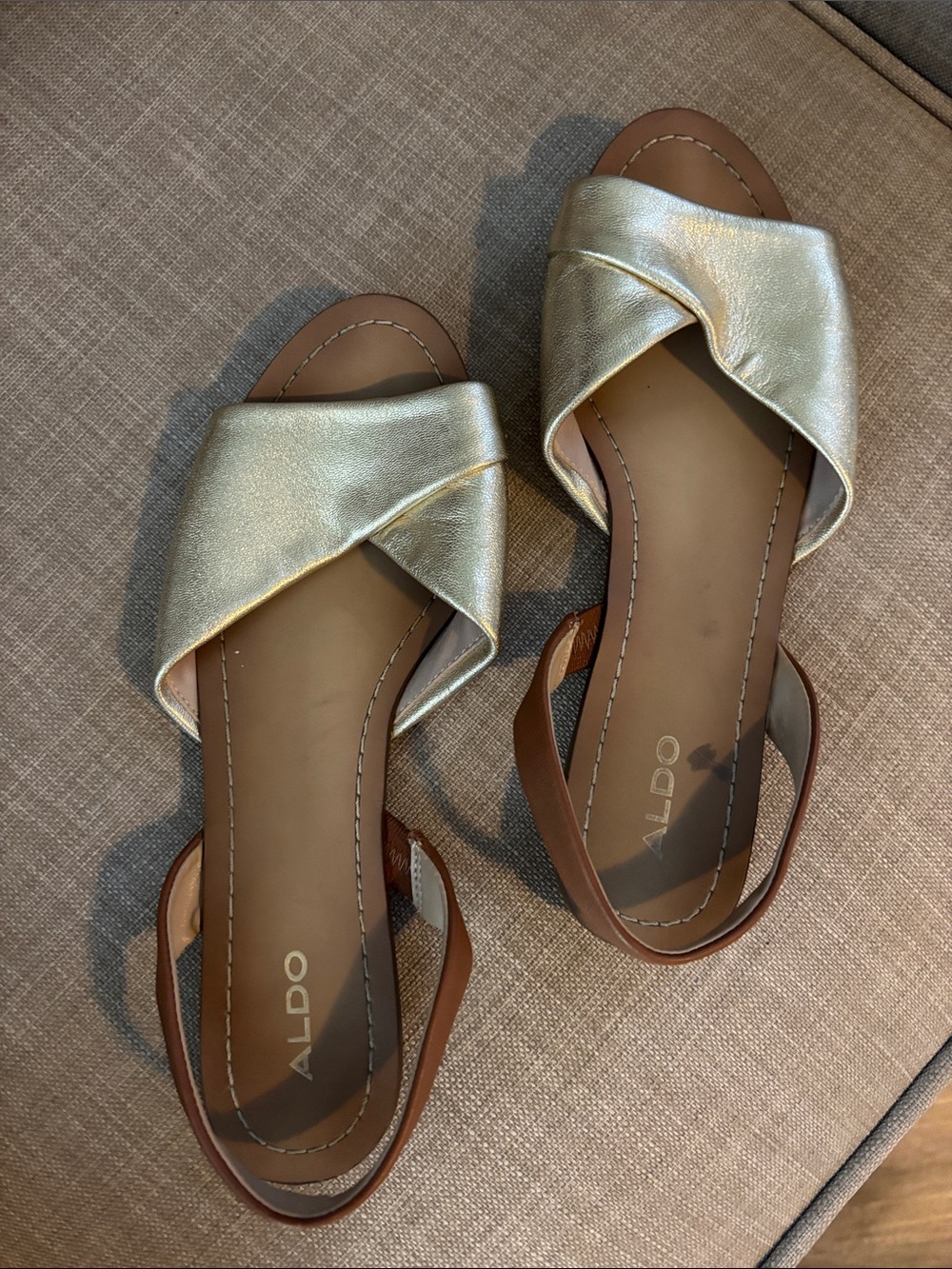 💛2 for $15! ALDO Metallic Gold Crisscross Slingback Sandals